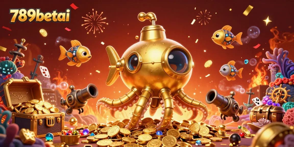 Engage in thrilling 3D casino action with 789betai as the kraken submarine surfaces among treasures and magical elements.