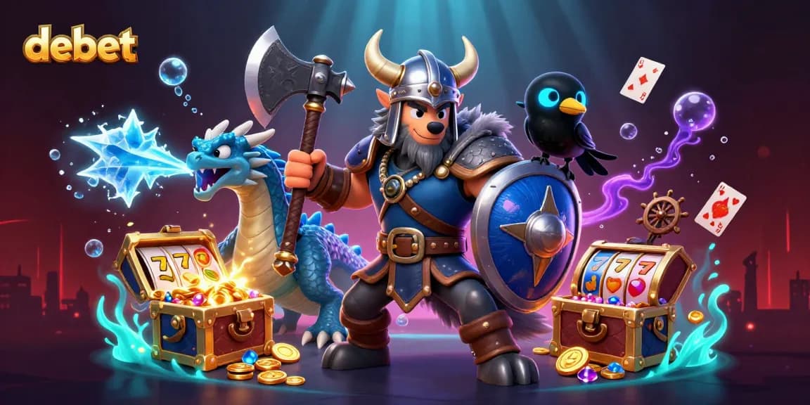 Experience thrilling moments with debet gaming alongside a courageous Viking and mythical creatures.