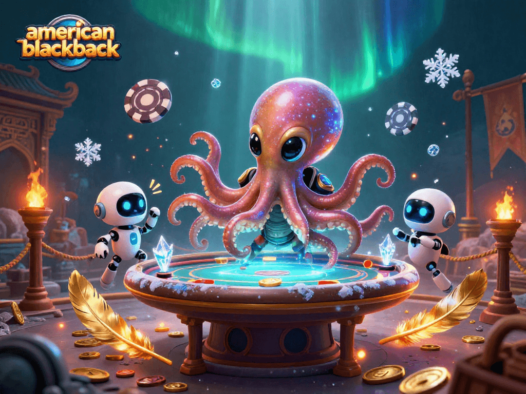 Experience thrilling action in american-blackjack with an alien octopus at a holographic poker table.