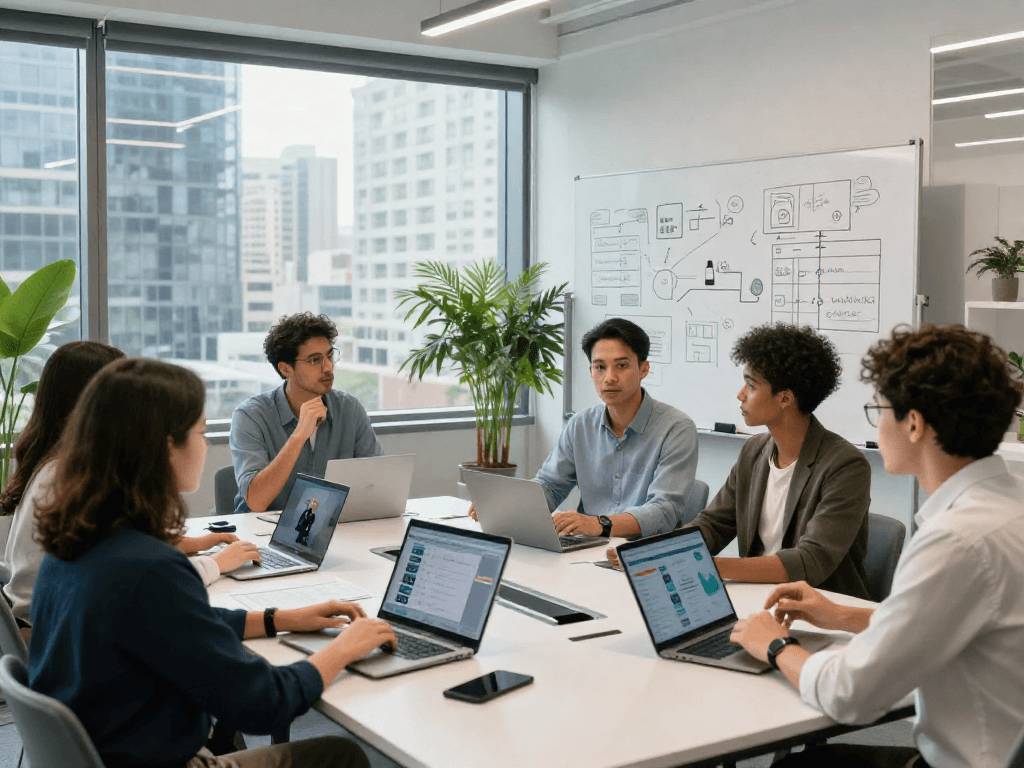 Discussing innovative nsfw ai projects in a modern tech workspace.