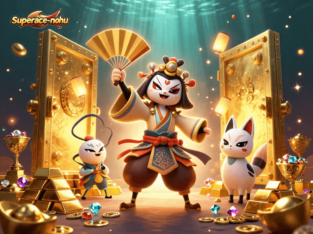 Experience the excitement of superace-nohu with vibrant illustrations in a rich casino setting.