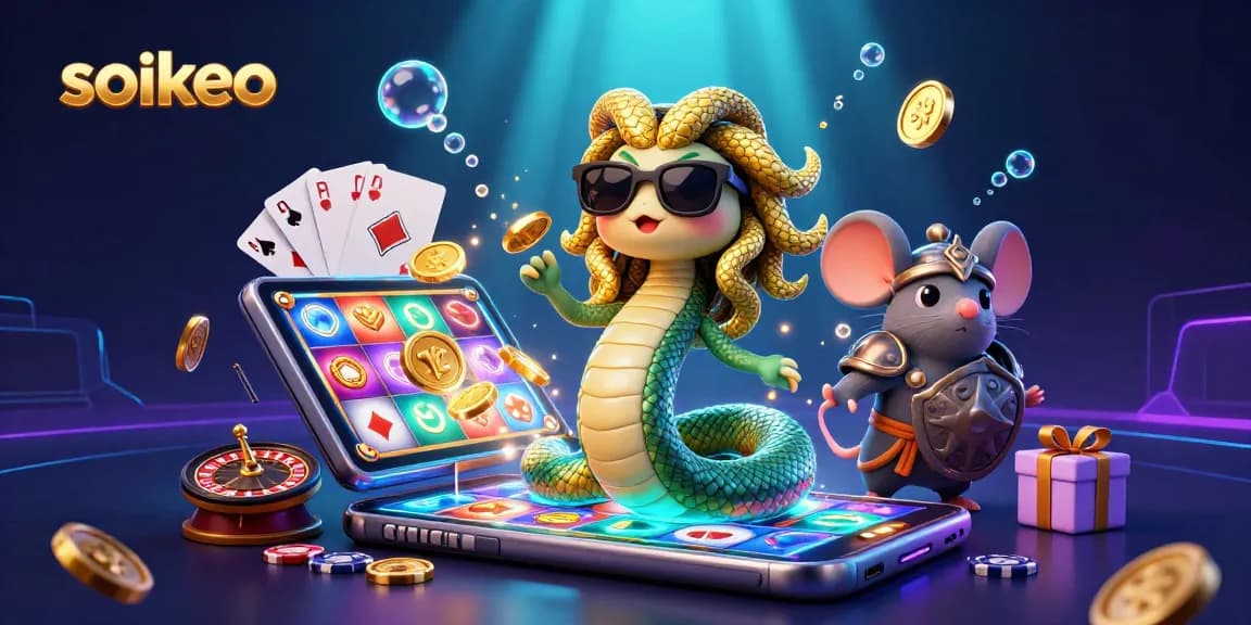 Spin to win with soikeo: an exciting illustration of casino action featuring dynamic gaming elements.