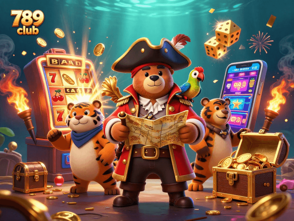 Experience the thrill of 789 club with dynamic casino game elements in a vibrant scene.