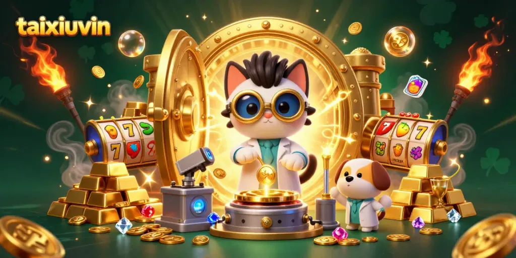 Experience the excitement of taixiuvin with a mad scientist cat crafting casino gold.