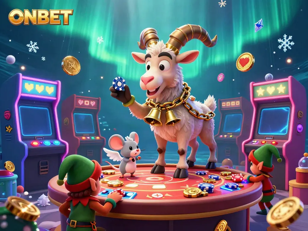 Engage in ONBET's thrilling gameplay scene where whimsical characters celebrate with excitement.