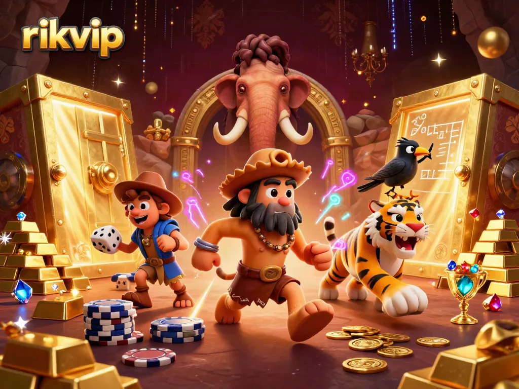 Experience winning moments at rikvip with prehistoric elements showcasing a vibrant casino scene.