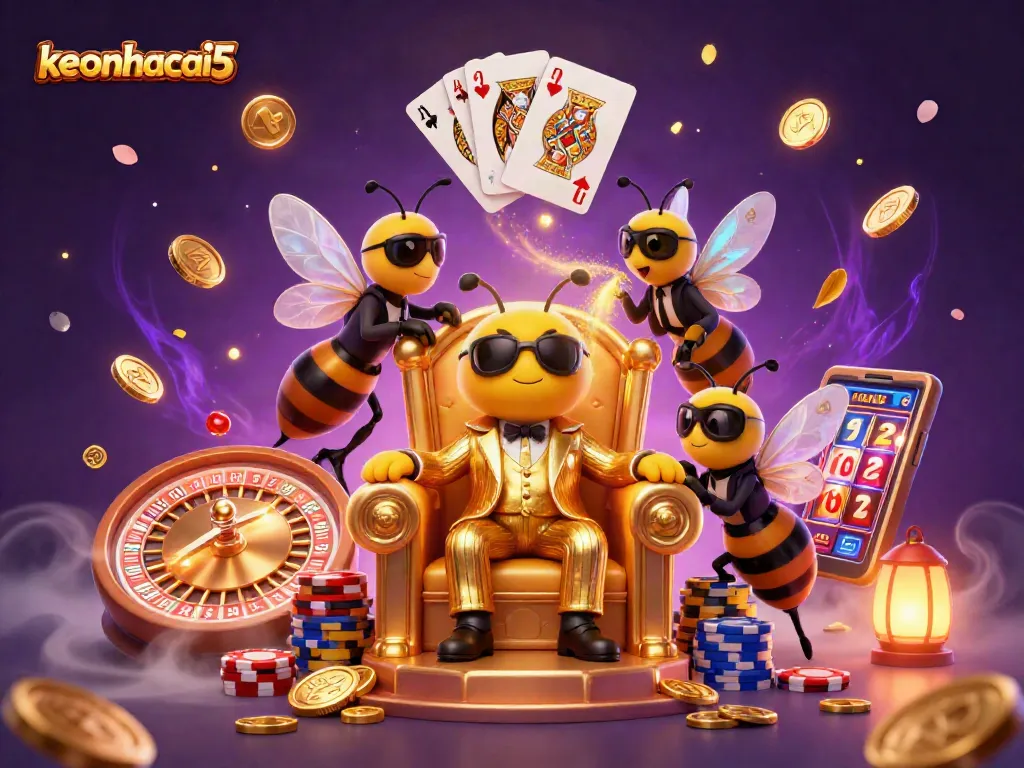 Engage with keonhacai5's vibrant casino world through this dynamic gambling illustration.