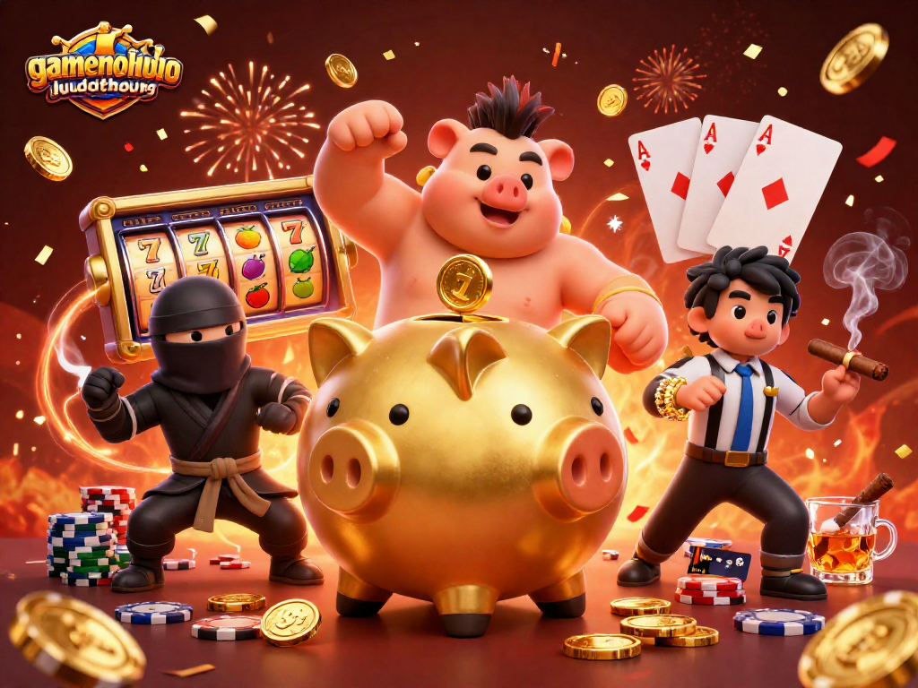 Engage with gamenohudoithuong as the golden piggy bank sumo wrestler dominates the slot arena.