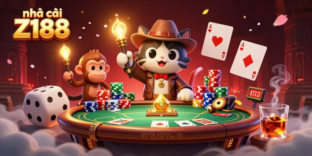 Experience the excitement of nhà cái Z188 with a cat archaeologist discovering treasures in a casino