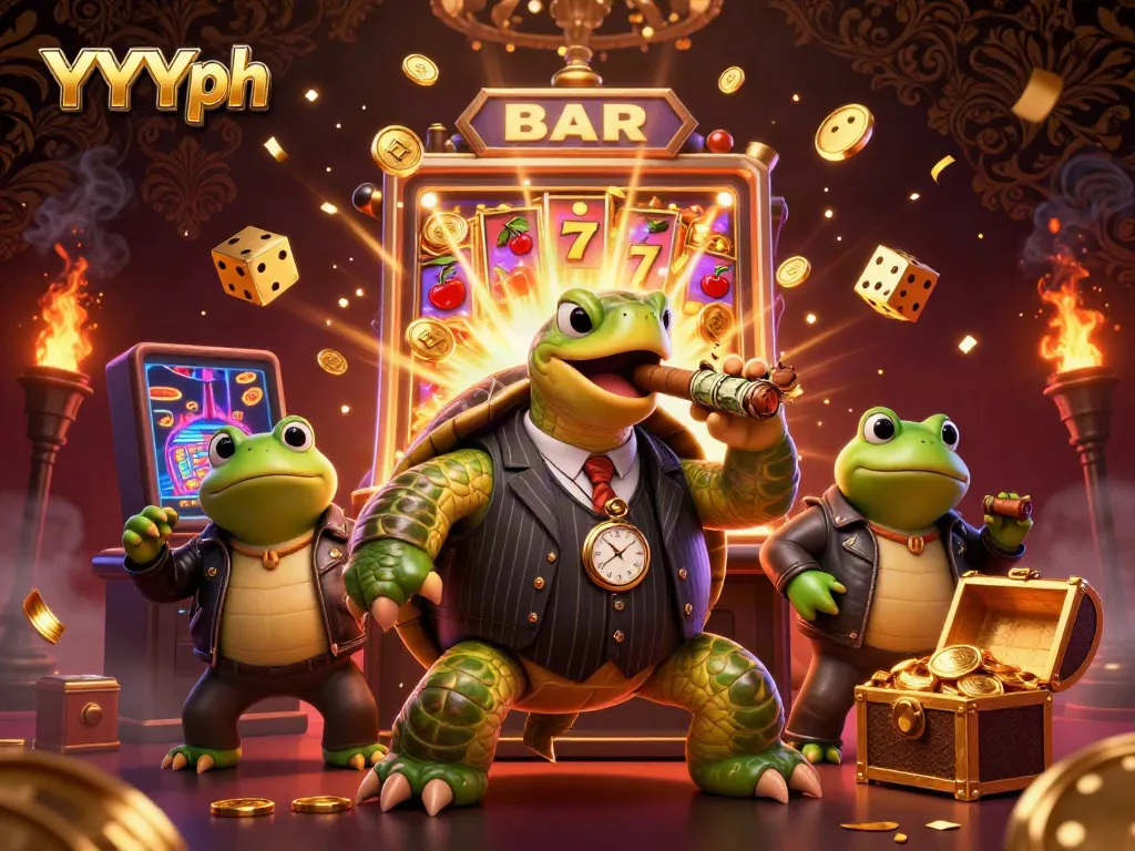 Experience the vibrant world of YYYph with a thrilling online casino scene featuring a snapping turtle and frog enforcers.