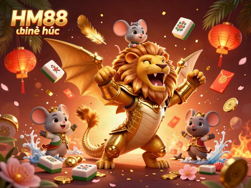 Engage with HM88 chính thức in a rich, animated scene showcasing majestic casino excitement.