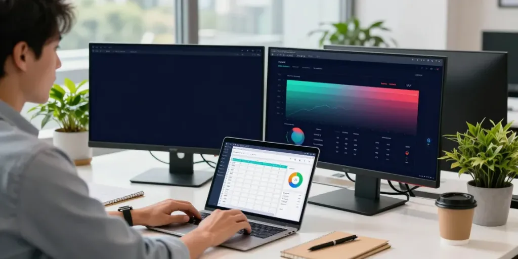 Digital marketer analyzing website data for instant indexing