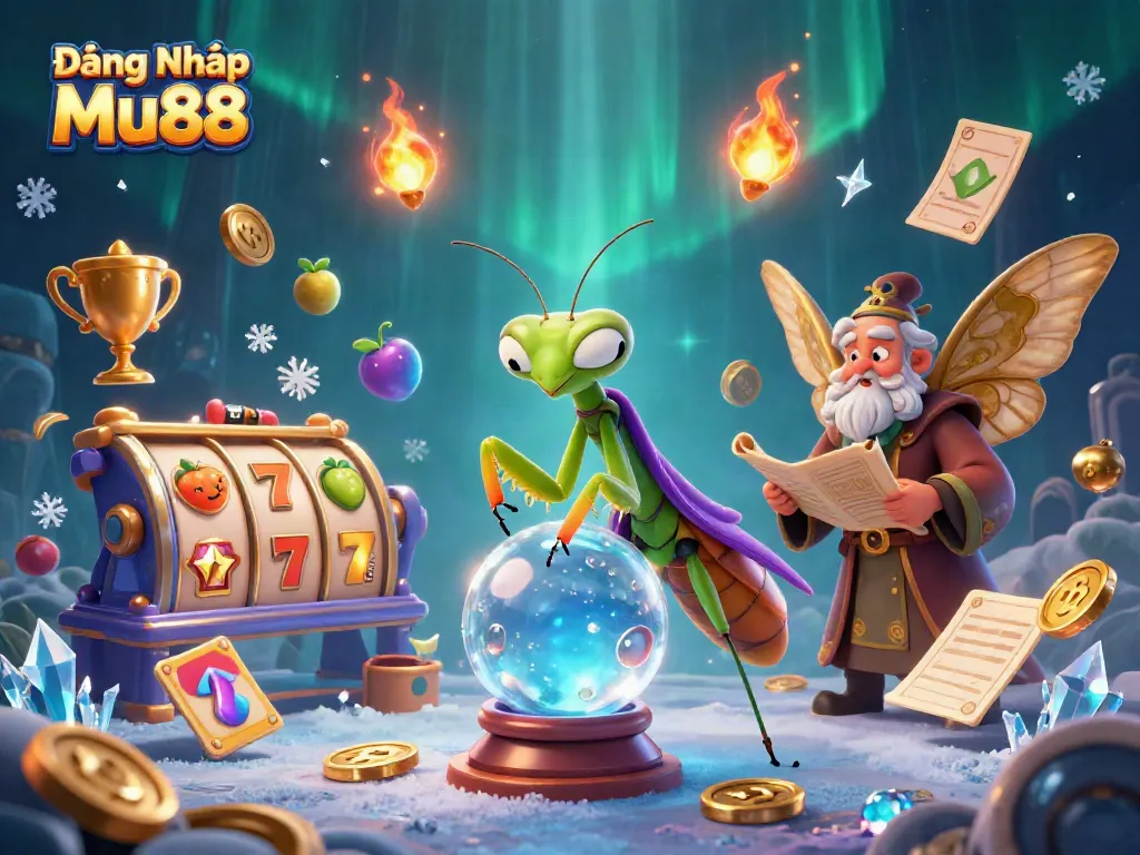 Engage with Đăng Nhập Mu88 in this vibrant casino scene featuring mystical characters and dynamic game elements.