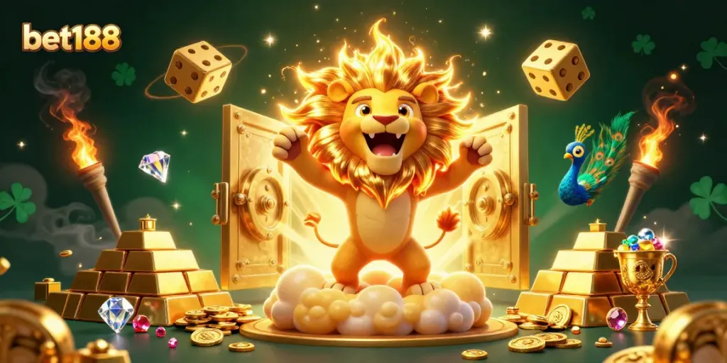 Engage in thrilling gameplay at bet188 with a vibrant scene of exciting casino elements and energized characters.