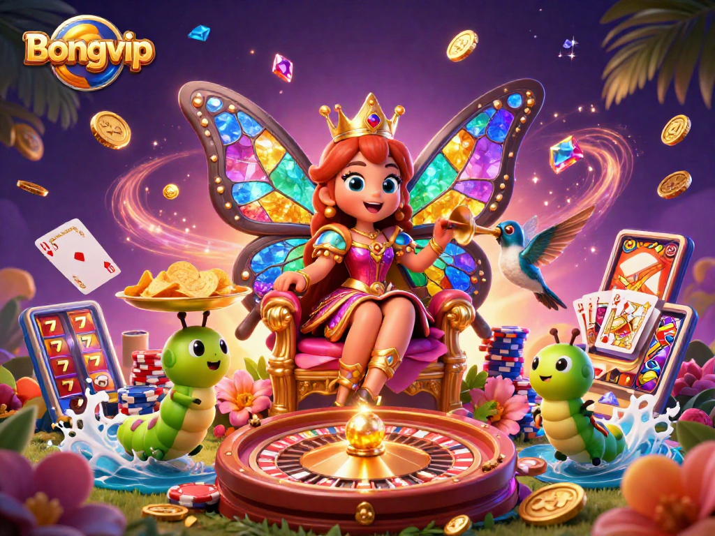 Experience the excitement of Bongvip with vibrant 3D casino elements and a magical atmosphere.