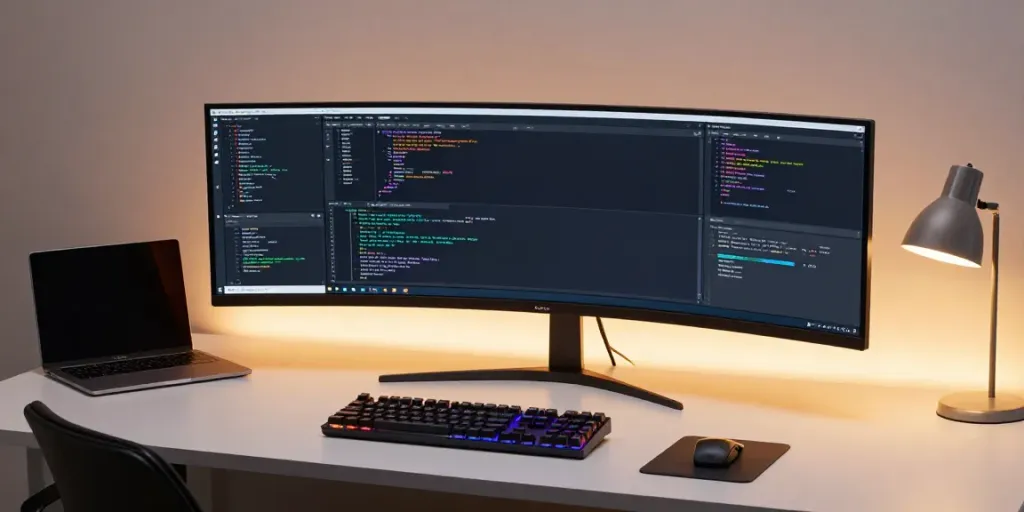 Buy .co.uk domain in a sleek developer workspace showcasing a coding interface and modern tech tools.