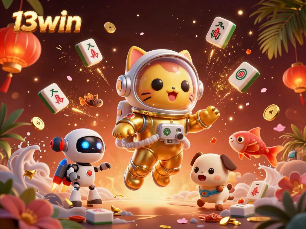Experience thrilling gaming adventures with 13win in an ultra-detailed 3D casino illustration.