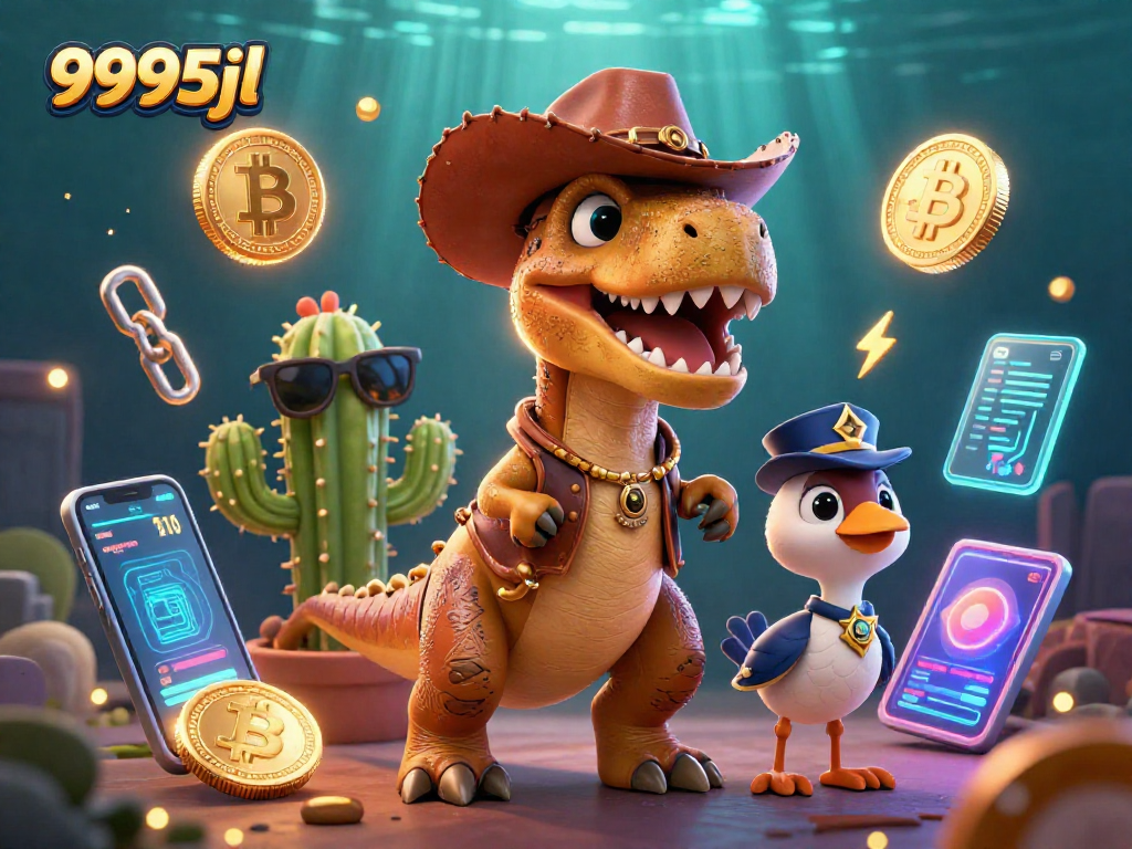 Experience thrilling gaming action with 9995jl's vibrant crypto casino illustration