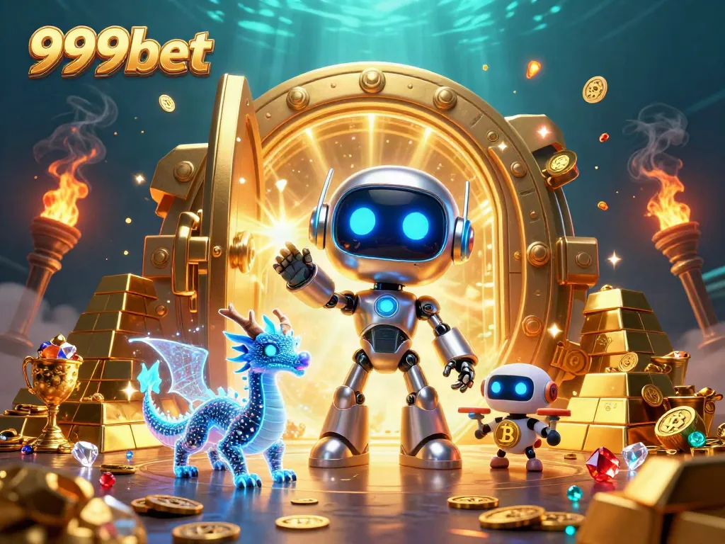 Experience thrilling slots and gaming adventures at 999bet with vibrant treasures and futuristic characters.