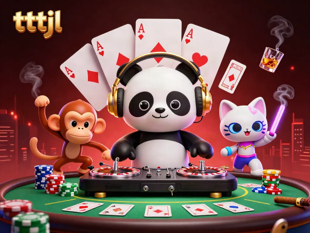 Experience the excitement of tttjl with a DJ panda and dynamic casino elements in a vibrant scene.