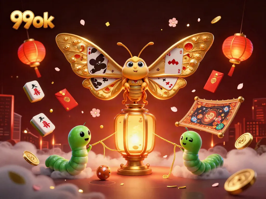 Experience thrilling gameplay at 99ok with a vibrant casino-themed illustration featuring golden wings and dynamic game elements.