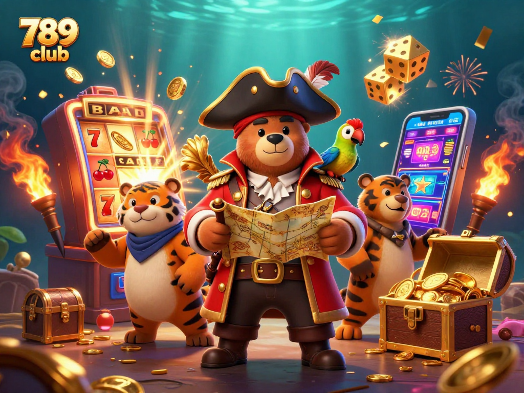 Experience the thrill of 789 club with dynamic casino game elements in a vibrant scene.
