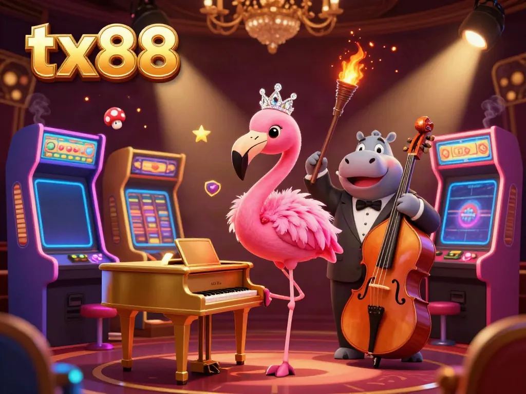 Engage with the vibrant tx88 casino scene featuring lively characters and dynamic gaming elements.