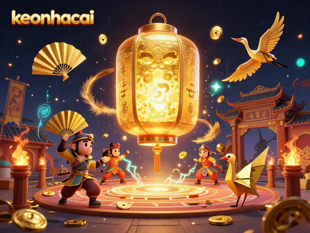 Engage with keonhacai at a vibrant night market casino filled with dynamic elements and friendly spirits.