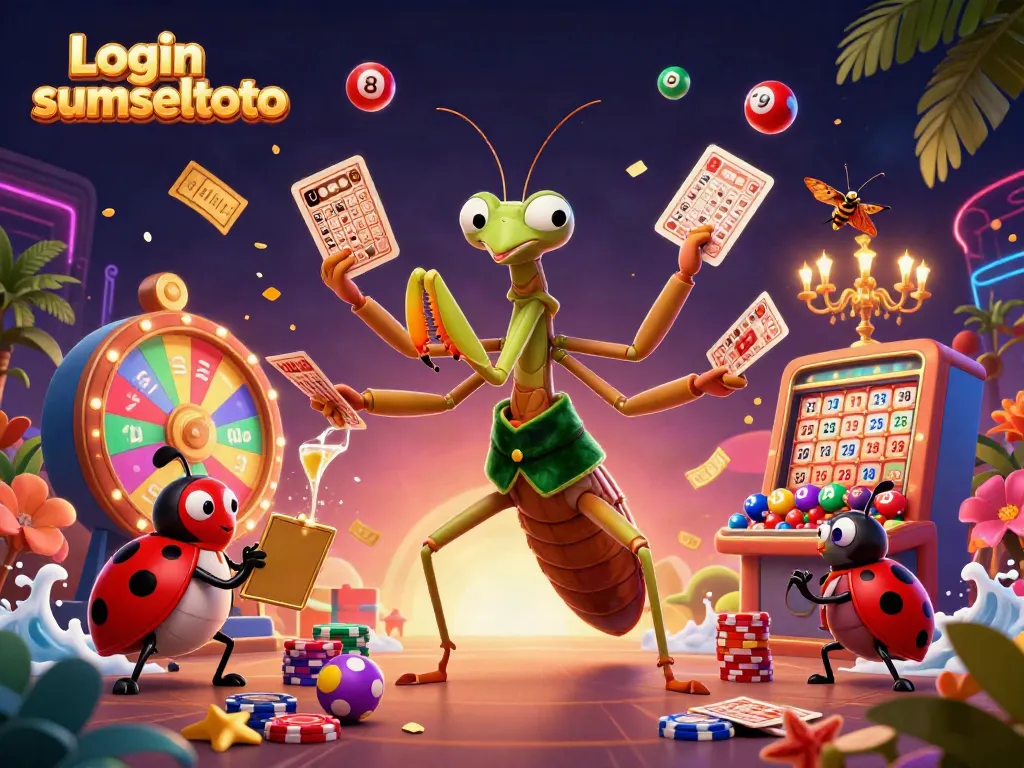 Experience the thrill of Login sumseltoto with vibrant lottery elements and engaging casino characters.
