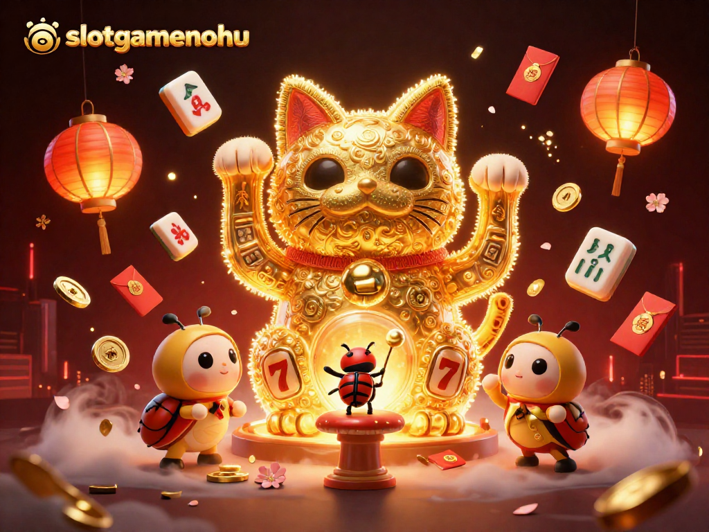 Experience thrilling gaming action at slotgamenohu with a vibrant lucky cat and shimmering symbols.