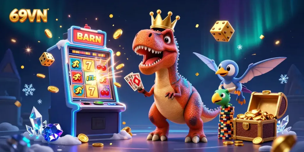 Experience the thrilling gameplay of 69VN with vibrant characters and stunning casino visuals.