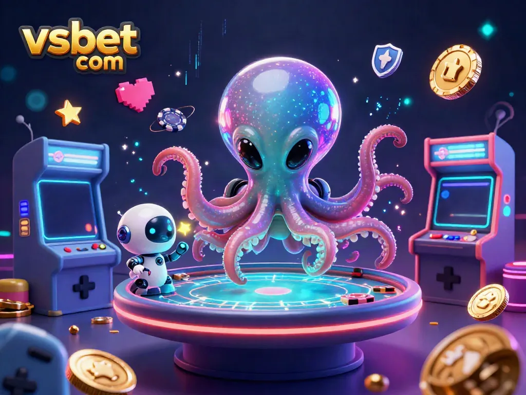 Experience thrilling gaming at vsbet com with a vibrant alien octopus and immersive casino atmosphere.