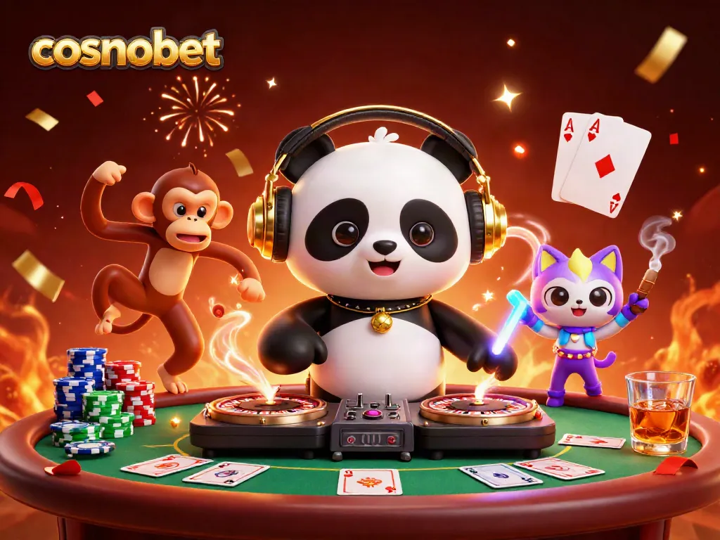 Experience the excitement of Cosmobet with vibrant gaming elements in a captivating 3D scene.