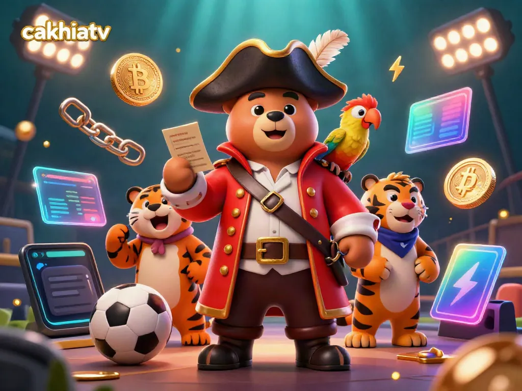 Engage with cakhiatv's vibrant sports betting scene featuring a bear captain and tiger mate among dynamic betting elements.