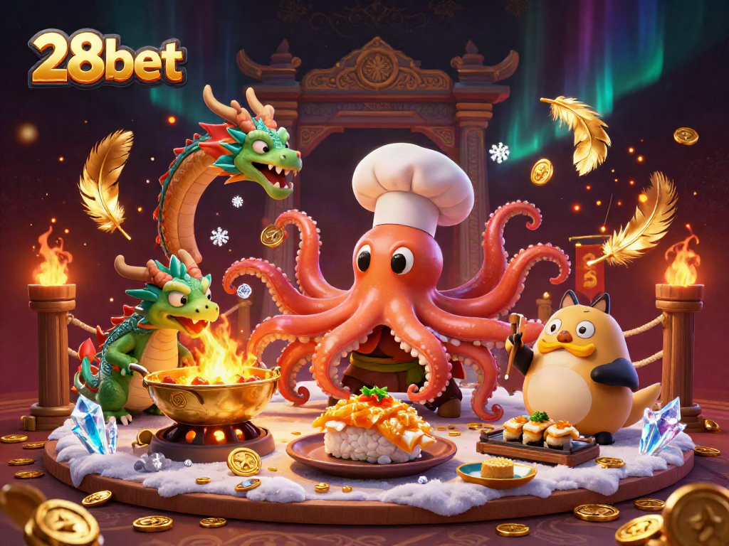Engage in exciting games at 28bet while enjoying mesmerizing illustrations of culinary chaos and fortune.
