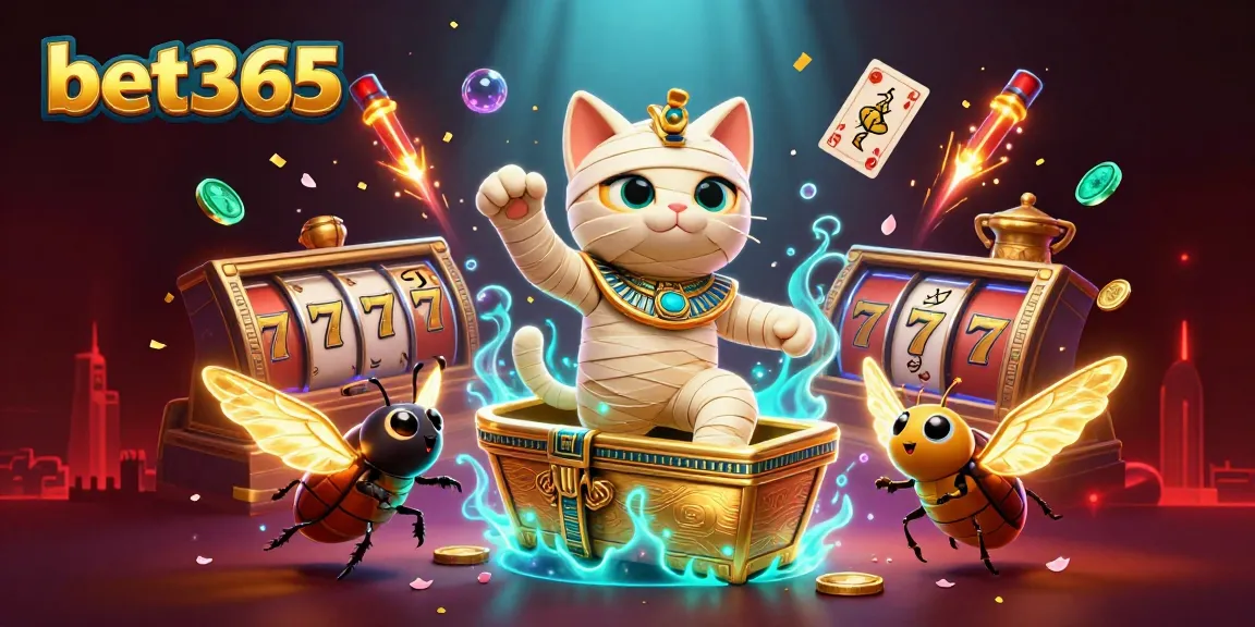 Spin and win at bet365 with a vibrant casino scene featuring Egyptian motifs and dynamic game elements.