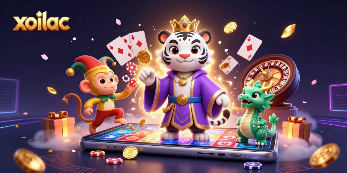 Experience exhilarating slots and gaming with xoilac's vibrant characters and elements.