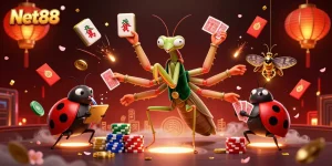 Engage in thrilling gaming with Net88's vibrant illustration showcasing dynamic casino elements.