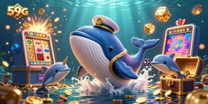Engage with thrilling 59G games featuring a whale and colorful casino elements.