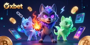 Engage with Oxbet's vibrant gaming world featuring a shadow wolf leader and crypto elements