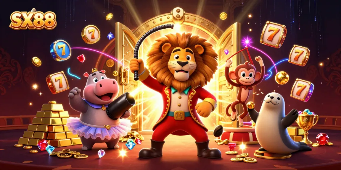 SX88 features vibrant characters in a thrilling slot game atmosphere with treasures and dynamic action.