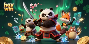 Experience the exciting hay win slots with dynamic characters and crypto elements in this vibrant illustration.