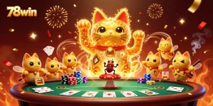 Experience thrilling wins with 78win in a vibrant casino scene featuring golden fireflies.