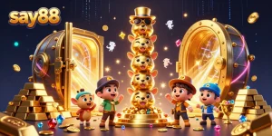 Experience the thrill of say88 with a vivid 3D cartoon totem pole and dazzling casino treasures.