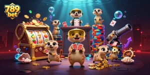 Experience thrilling adventures with 789 bet as meerkats run an underwater casino, featuring elaborate games and vibrant scenes.