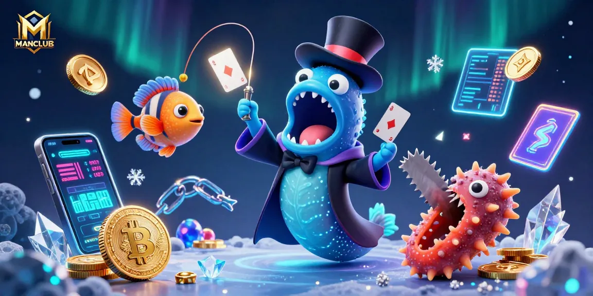 Engage with MANCLUB's captivating casino magic scene featuring a gulper eel and anglerfish