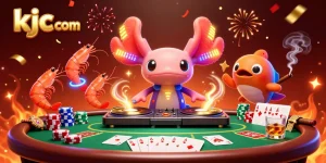 Engage in exciting gaming at kjc com with colorful characters and vibrant casino elements in a lively scene.