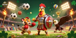 Engage in thrilling SKY88 sports betting with a vibrant, dynamic colosseum scene filled with action.