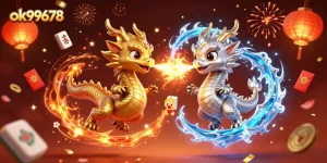 Engage in exciting game action at ok99678 with a stunning dragon-themed illustration showcasing vibrant casino elements.