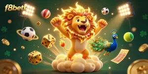 Experience thrilling gameplay with f8bettt in this vibrant 3D casino illustration featuring dynamic game elements.